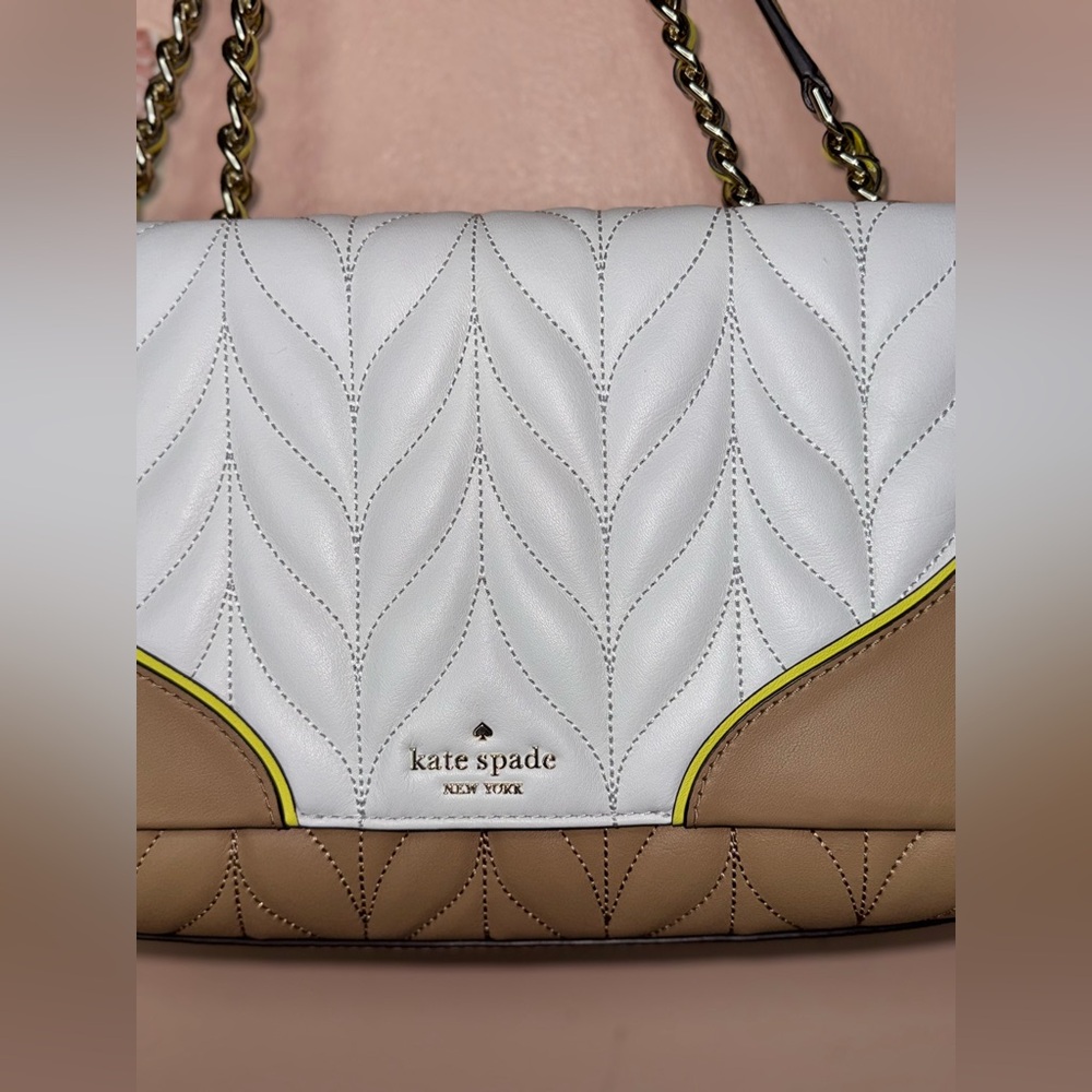 Kate Spade White and Tan Quilted Shoulder Bag - Picture 2 of 10